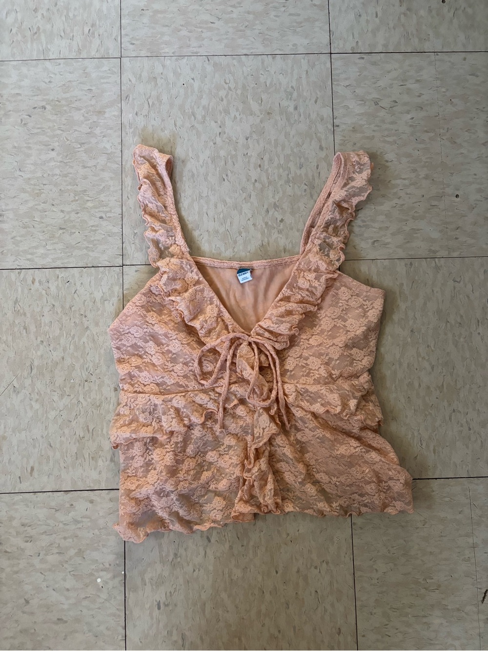 Old Navy Peach Lace Ruffle Tank Top